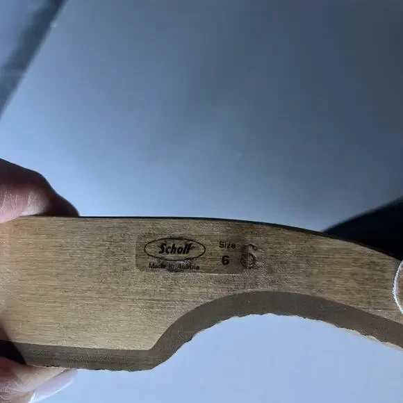 New Vintage Leather Dr. Scholl's Wooden Exercise Sandals Shoes Tan Wheat Sz 6 - Picture 7 of 11